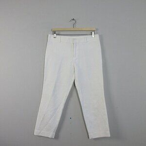 Club Monaco Capri Mid‎ Rise Cropped Pants Women's 8 White Cotton Slim Casual 286